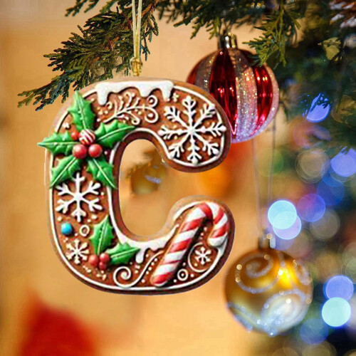 Gingerbread Alphabet Pendant A with Berries 26 pcs 1