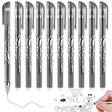 10 Pcs Erasable Pens, 0.5 mm Eraser Gel Pens with Rubbers on the End,Black Ink Rub out Pen for School Homework Office Notes Kids Adults Writing Drawi
