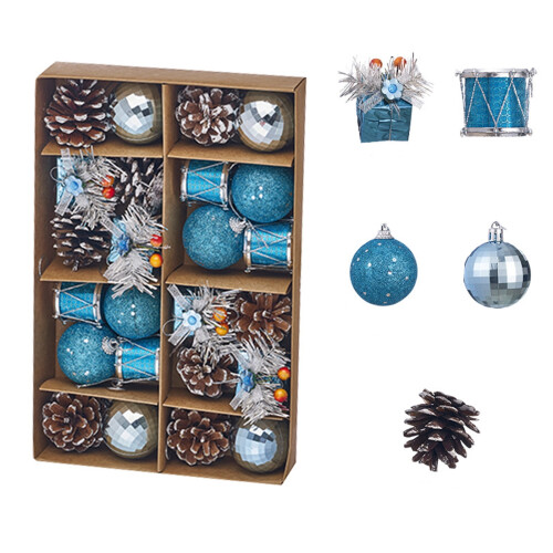 Christmas Tree Ornament Set – Blue Plastic Pendant, 1 1