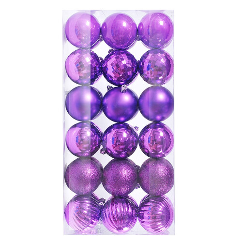 Mini Christmas Baubles Purple Plastic 36 pcs 2
