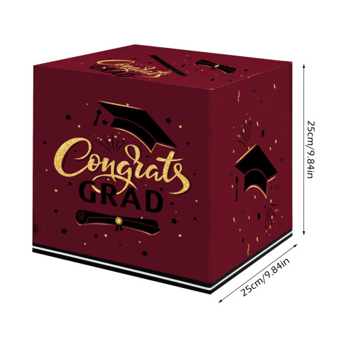 Graduation Party Card Box Maroon 1 Piece 2