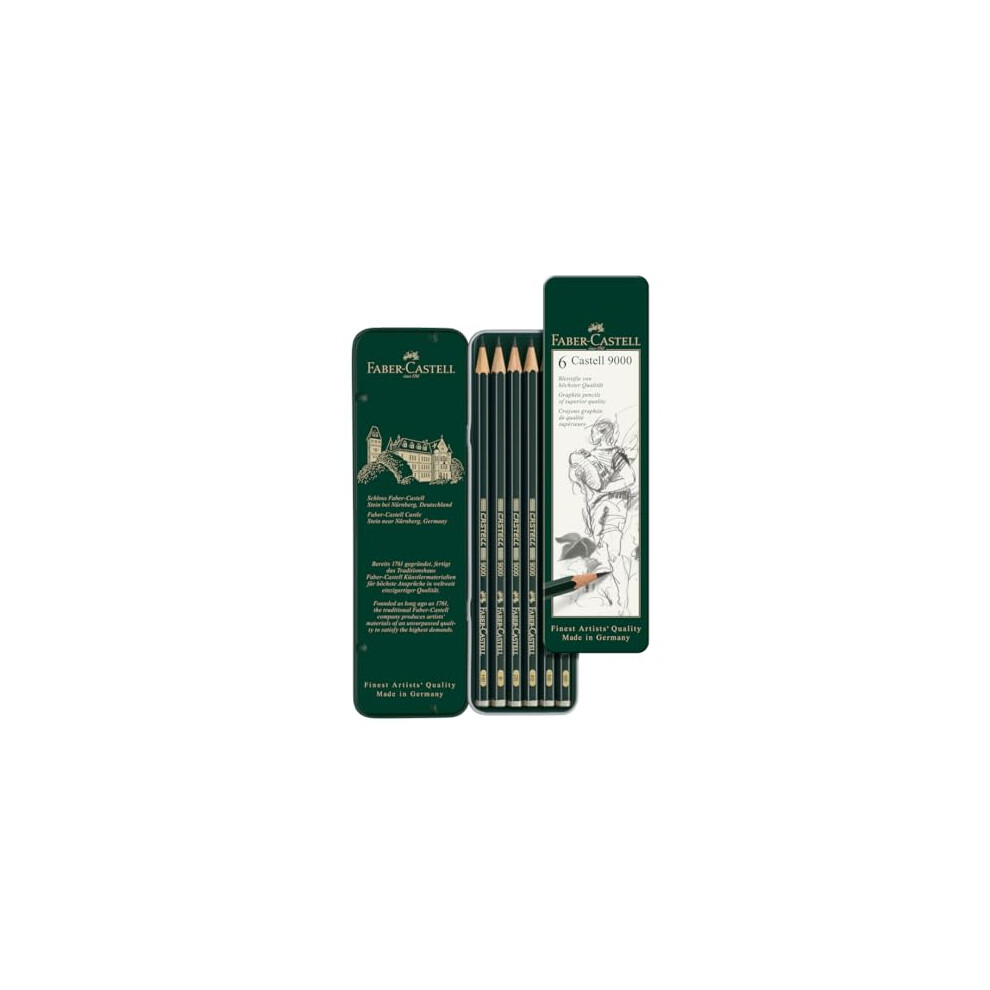 Faber-Castell - Castell 9000 Art Set Pencil (Pack Of 6), Green