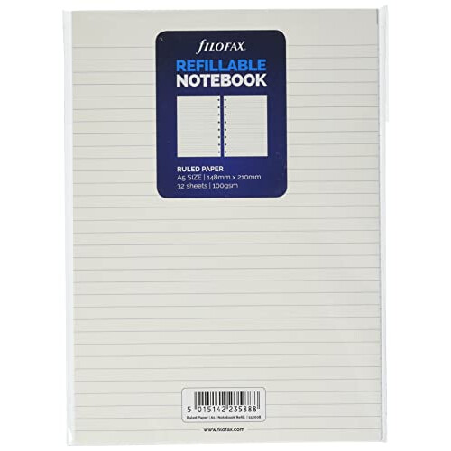 Filofax A5 Ruled Notes for Refillable Notebook - White, 152008