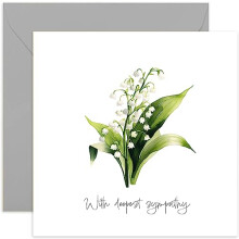 Old English Co. With Deepest Sympathy Card for Friends and Family - Floral Watercolour Lilies of Valley Flower Condolences Greeting Card - Sorry For