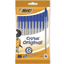 Bic Cristal Original Ballpoint Pens, Smudge-free with Medium Point, Ideal for Office and School, Pack of 8 (Cristal Original Blue Ink (1.0mm))