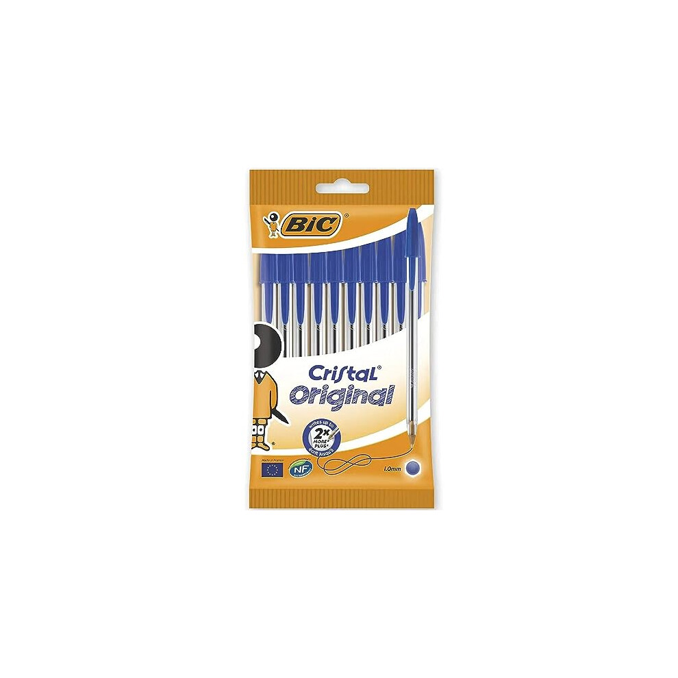 Bic Cristal Original Ballpoint Pens, Smudge-Free With Medium Point, Ideal For Office And School, Pack Of 8 (Cristal Original Ink (1.0Mm)) Blue