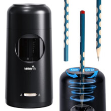 tenwin Fully Automatic Electric Pencil Sharpener, Rechargeable Pencil Sharpener with Container for 7-11.5mm Pencils and Colored Pencils, Compact and