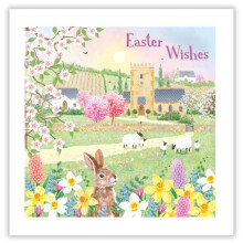 Noel Tatt Easter Greeting Cards Pack of 6 - Easter Cards with Spring Countryside, Church, Rabbits and Lamb Design - General Multipack for Family, Fri
