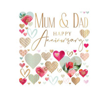 Piccadilly Greetings Anniversary Card, Mum & Dad Happy Anniversary - 8 x 6 inches