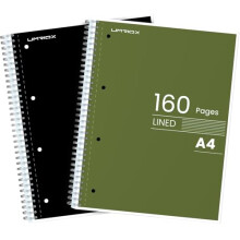 Umriox A4 Notebook, 8 mm Lined Wirebound Notebook with 4-Hole Punch Margins, 160 Pages Premium Paper College Ruled Journal with Perforated Edges, Pac
