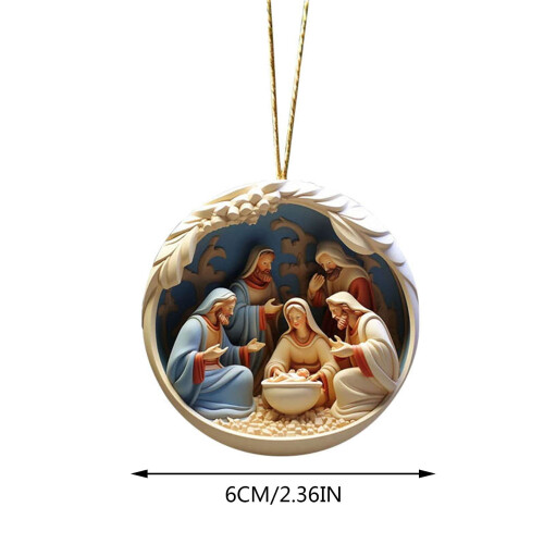 Crèche en acrylique, pendentif 2D, décoration de Noël 2