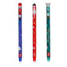 Legami Set of 3 Erasable Gel Pens Christmas Edition Pens with Thermosensitive Erasable Ink Red Blue Green Christmas Pens Erase Without Damaging Paper