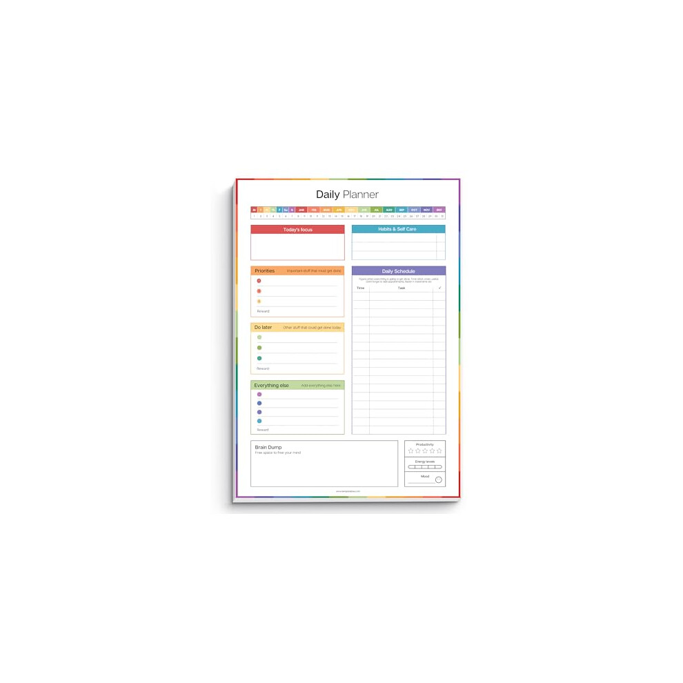 Templatables Adhd Daily Planner Notepad For Neurodivergent Adults - Productivity Daily Planner Desk Pad & Task Management To Stay Organized And Focused Note Pad |
