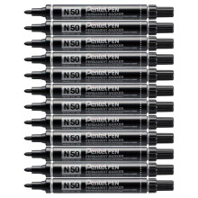Pentel N50 Permanent Marker Bullet Tip 2.2mm Line, Black ink (Pack of 12)