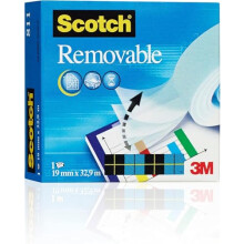 Scotch Removable Magic Tape 1 Roll 19 mm x 32.9 m - Repositionable Tape for Document Repair, Labelling & Sealing