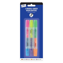 Just stationery Double Ended Highlighter - Assorted Colours (Pack of 3), 4068