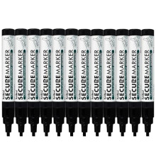 Artline Pack of 12 Secure Permanent Marker Pens Black. Indelible Marker Pens with 4mm Chisel Tip for Obscuring Private Information Permanently - Genu