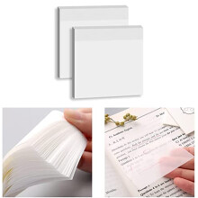 100pcs Transparent Sticky Notes Self-Stick Note Pads, Clear Notes 75mm*75mm Transparent Self Adhesive Removable Perfect for Studying and Writing in T