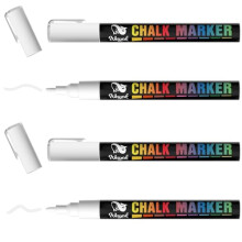 WISYOK White Liquid Chalk Pens, 3mm Reversible Bullet & Chisel Point Chalk Markers, Erasable Chalk Marker Pens for Chalkboard, Window, Glass, Jars an