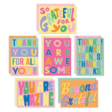 S&O Fun Thank You Cards with Envelopes, Set of 24 Assorted Gratitude Note Cards in Pop Colors, Decorative Thank You Notes to Mix & Match for Expressi