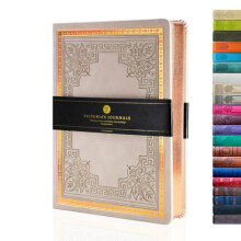 VICTORIA'S JOURNALS Leatherette Vintage Journal Hard Cover Lined Notebook Old Looking Travel Diary, A5 Size 5.7'' x 8.1'' (ONB0044)