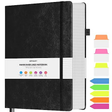 OFFIGIFT College Ruled Notebook, Large A4 Hardcover Leather Journal, 312 Numbered Pages Writing Journal, 100gsm No Bleed Paper, Lined Journal Noteboo