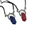 Collana con ciondolo Dante di Devil May Cry 5 alla moda, con gemme rosse e blu, perfetta per cosplay. 2