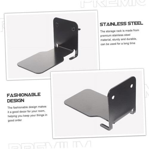 Viflosae Black Metal Wall-Mounted Floating Bookshelf 1