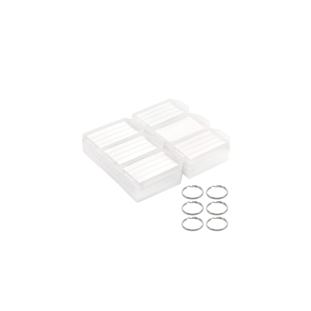 Coideal White Plastic Key Tags With Labels - 60 Pack Tough Key Chain Tag Id Identifiers With Clear Label Window And Strong Split Ring For Luggage 85063259