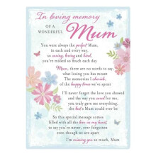 Graveside Memorial Card Remembrance Verse Plastic Coated Grave Graveside Card - 120 x 165 mm - Wonderful Mum 0912