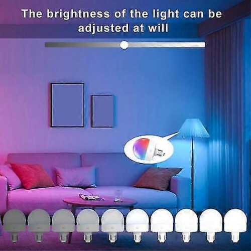 USB Rechargeable Light Bulb with Remote Control Timer Dimmable Easy to Install Battery Powered E27 Light Bulb RGB Lamp 1