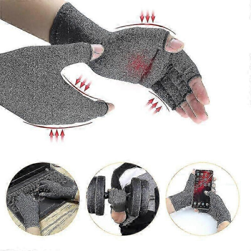 Compression Bamboo Arthritis Gloves, Half Finger Pressure Gloves Joint Elastic Compression Training Care Gloves 1
