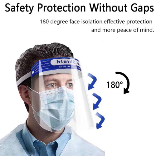 5 Pack Protective Face Shield with Full Face Protection, Reusable Clear Design, Comfortable Sponge Padding and Adjustable Elastic Band 2