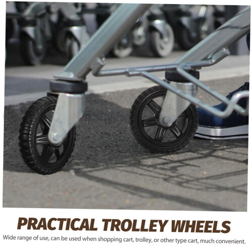 4 Pack Heavy Duty Replacement Cart Wheels for Grocery and Laundry Trolley, Smooth Rolling Design 2