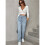 Jean Ample Taille Haute Décontracté pour Femme Bleu M 6