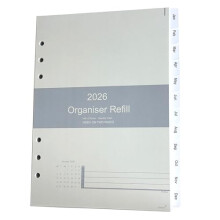 2026 Diary Refill A5 Size, Week on Two Pages, Monthly Tabs, Filofax A5 Compatible