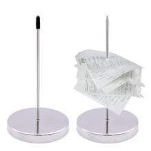 pangutheos 2 Piece Receipt Spike, Chrome-Plated Ticket Spike, Removable Metal Bill Holder with Round Base for Restaurants, Offices, Shops (Silver)