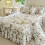 Twin Bedspread Set Quilted Ruffled Microfiber with Skirt and 2 Pillowcases for Bedroom Decor 3