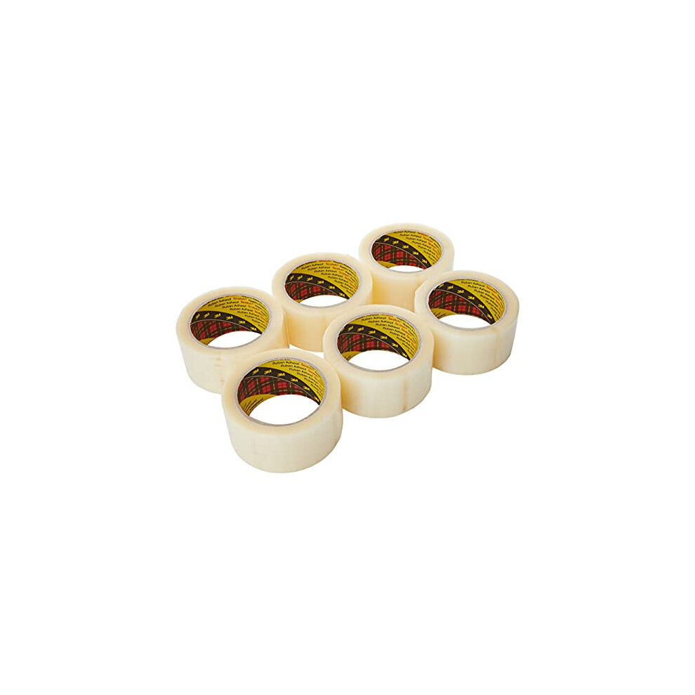 Scotch 3M 371 Box Sealing Tape - Pack Of 6, Transparent, 50 Mm X 66 M Light
