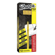Sharpie Peel Off China Markers | Fine Point | Yellow | Wax Marks on Glass & Plastic | 12 Count