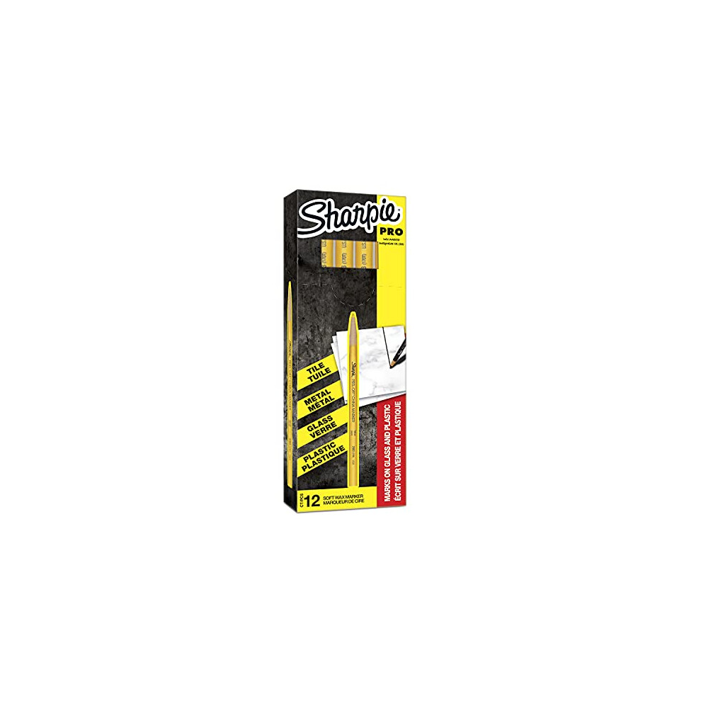 Sharpie Peel Off China Markers | Fine Point | | Wax Marks On Glass & Plastic | 12 Count Yellow