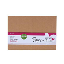 Papermania 50 x 5x7 Recycled Kraft Card Blanks + Envelopes Plain Natural Brown
