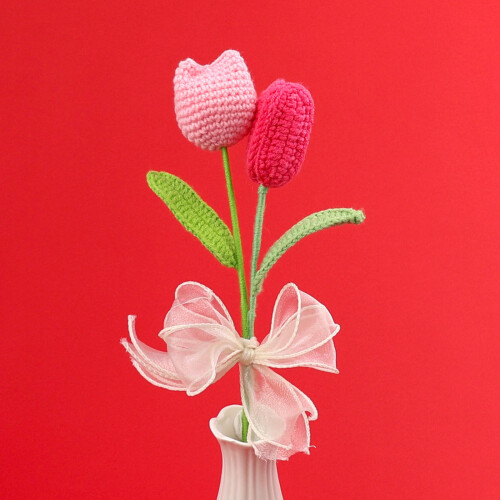 Eleganter gehäkelter Tulpenstrauß, tragbar für Büros oder-A 2