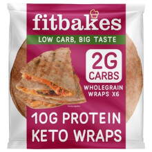 Fit bakes 2g Carbs Wholegrain Keto Wraps 10g Protein 6x40g Tortillas Low Carb Wraps Low Carb Bread Keto Bread Protein Diet Food UK Diet Snacks Fitba