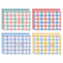 S&O Gingham Thank You Cards with Envelopes - Blank Greeting Card for Handwritten Messages - 3.5x5 Thank You Notes Set of 36 - Assorted Thank You Card