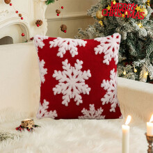 Capa de Almofada de Natal com Flocos de Neve em Veludo 45x45 cm