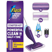Flash Power Spray Mop Floor Cleaner Starter Kit 1 Washable 2 Disposable Pads AllInOne System For Your Floors
