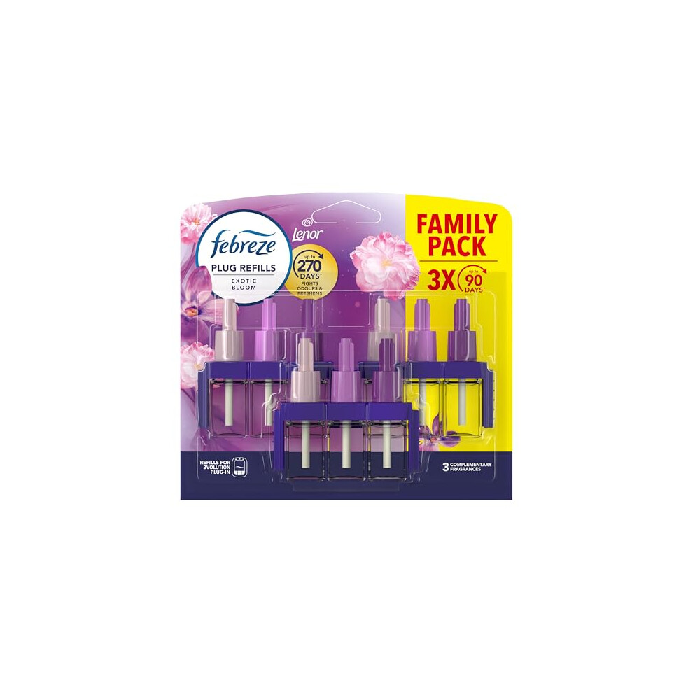 Febreze 3Volution Air Freshener Plugin Refill Exotic Bloom 3X20ml 3 Alternating Scents To Fight Odours