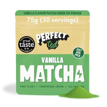 PerfectTed Vanilla Bean Matcha Powder, Ceremonial Grade Japanese, 75g (30 Servings), Perfect for Lattes, Smoothies & Baking | with L-Theanine | Natur