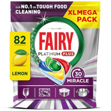 Fairy 30 Minute Miracle Platinum Plus Dishwasher Tablets, 82 Capsules,Fairy N.1 In Tough Food Cleaning, Dishwasher Cleaner